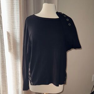 Anthropologie Black Sweatshirt with Grommet Accents